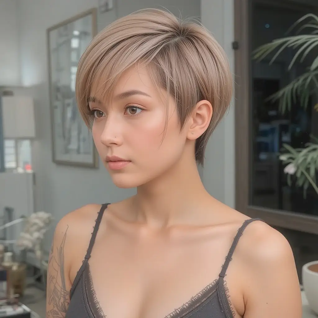 Cool-Toned Ash Brown Pixie Cut