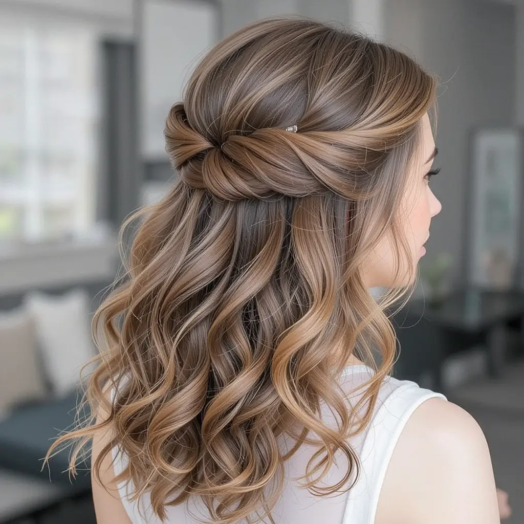  Criss-Cross Half-Up with Curls