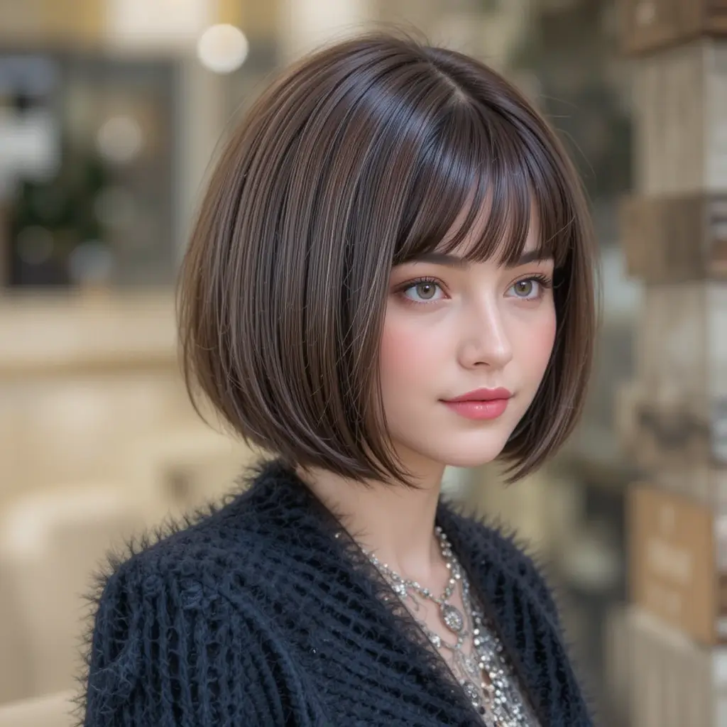 Cropped Bob with Rounded Fringe