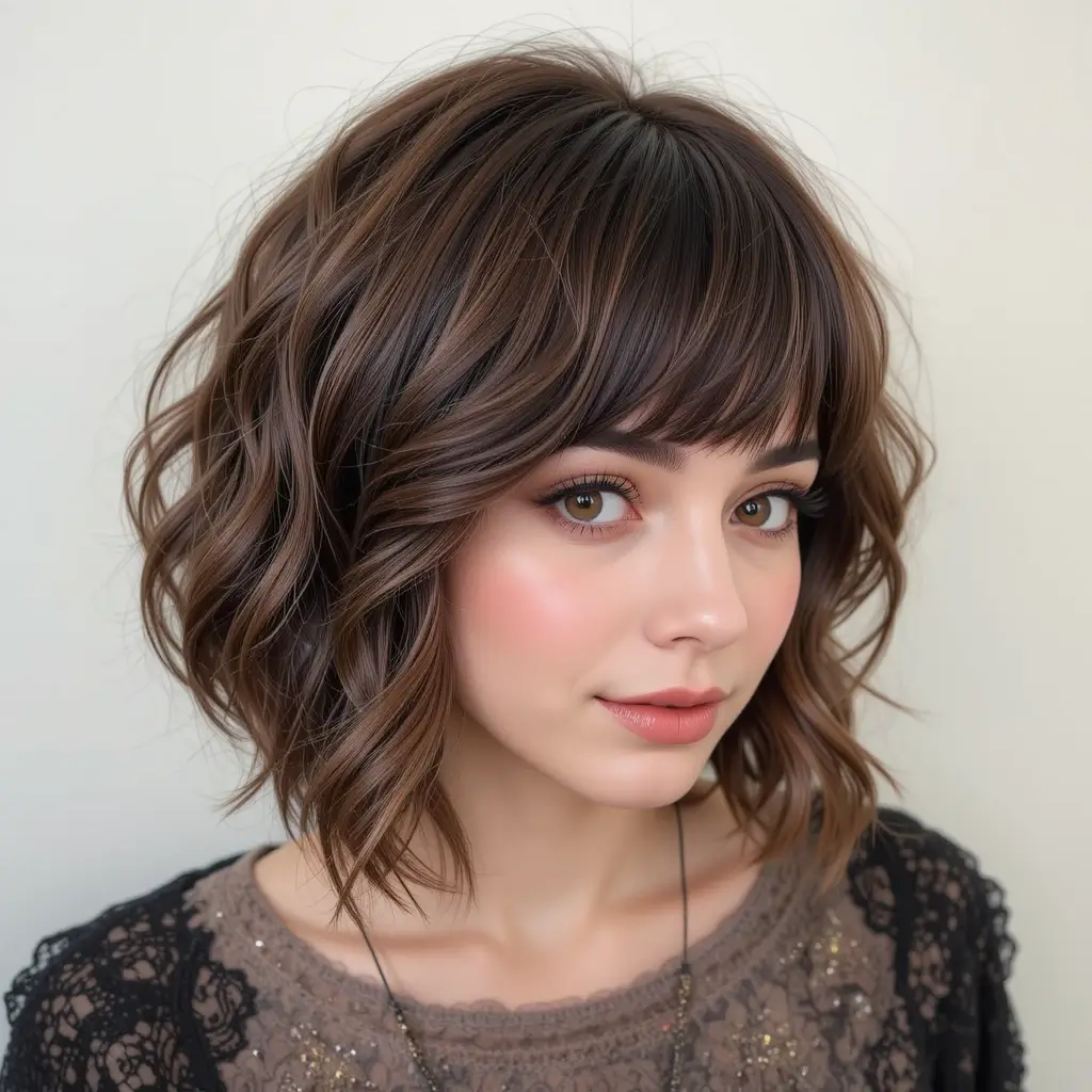 Curled Bob with Side Bangs