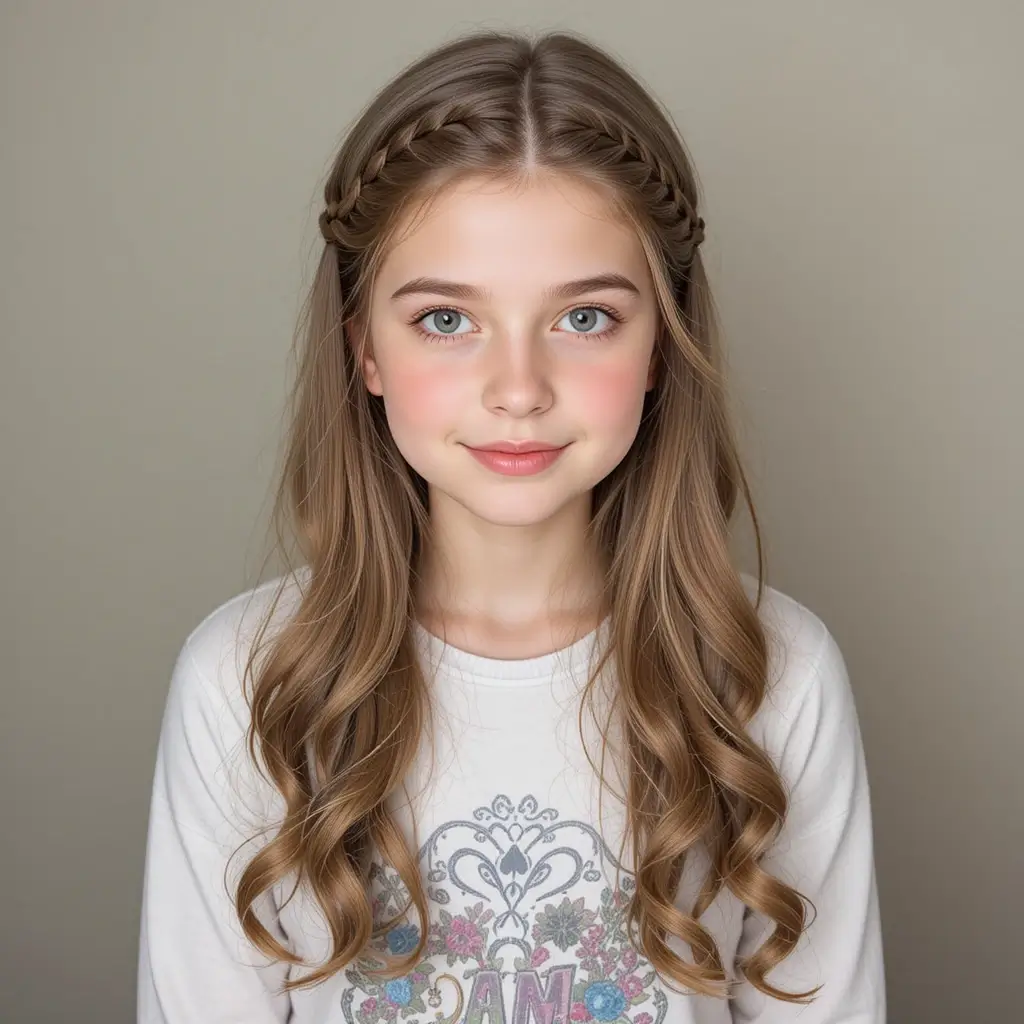 Curled Ends with Middle Braid