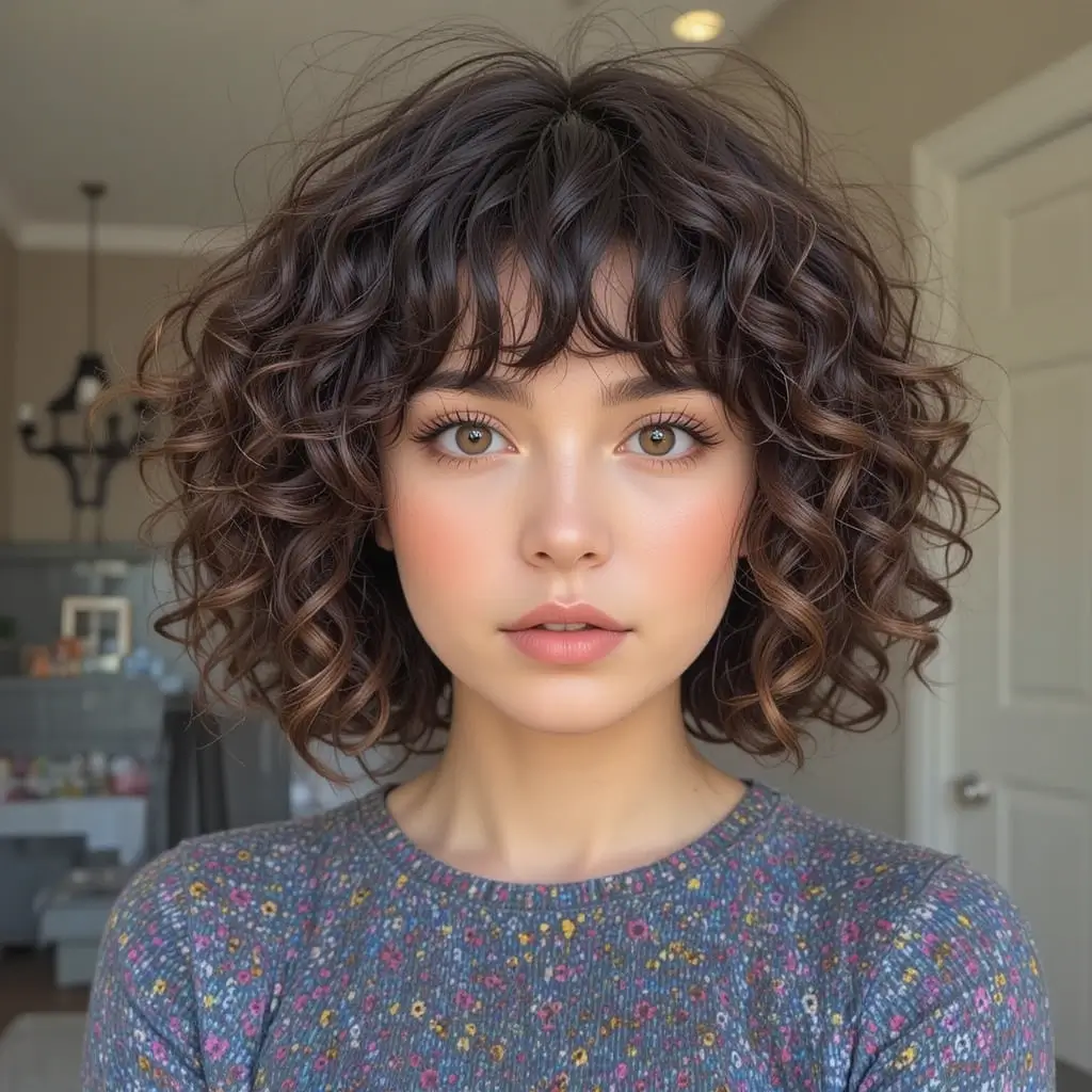 Curly Bob with Fringe