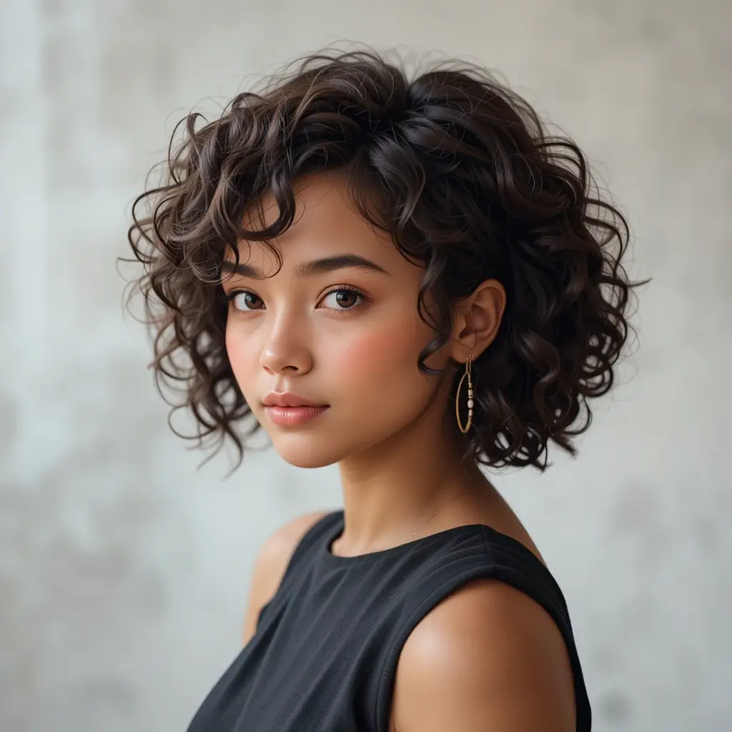 Curly Bob with Side Part