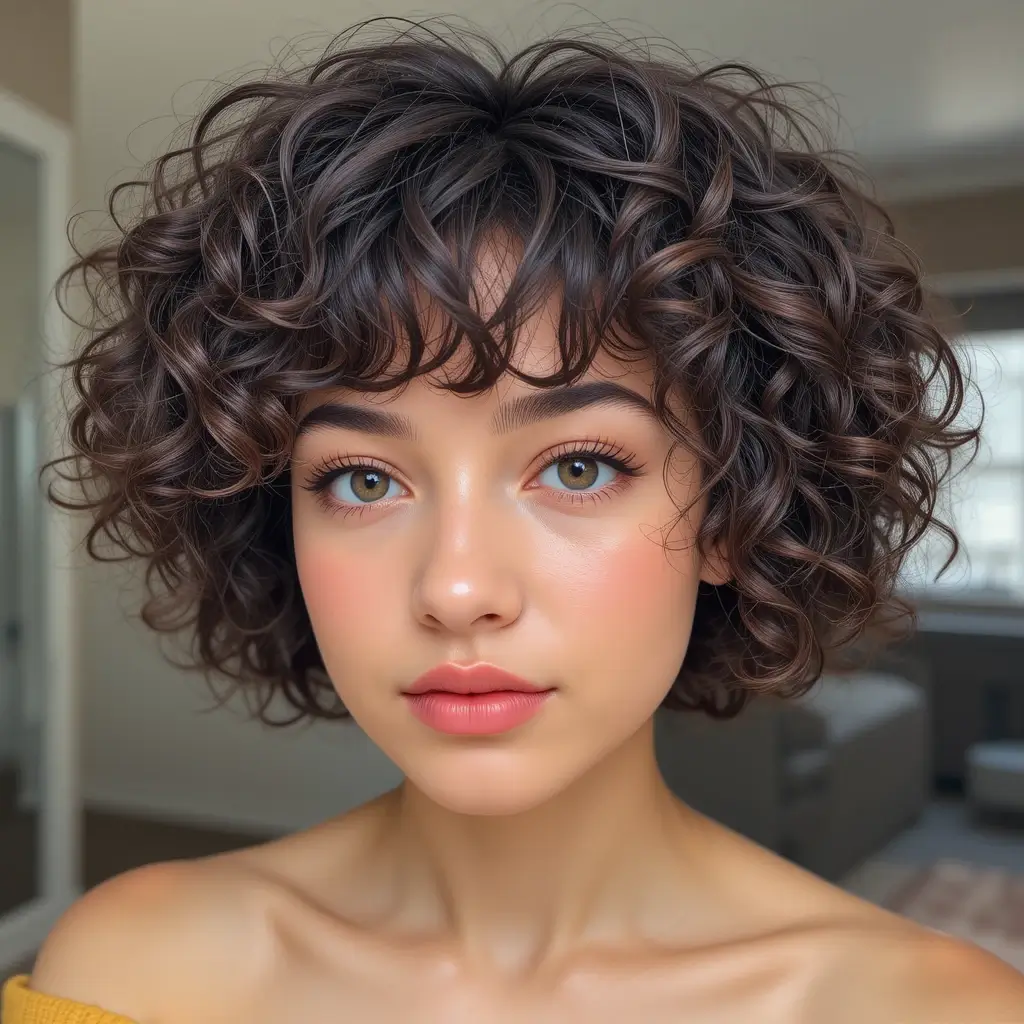 Curly Crop with Bangs
