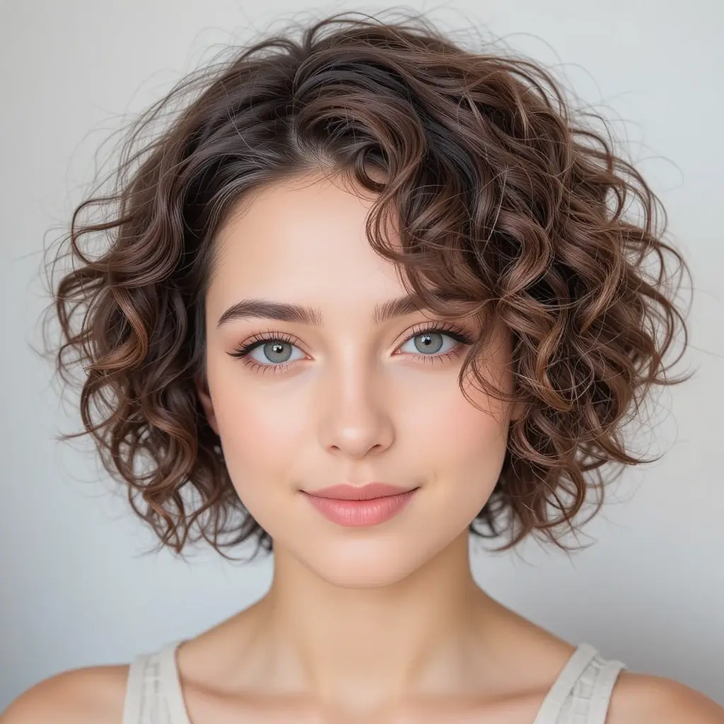 Curly Crop with Feathered Ends