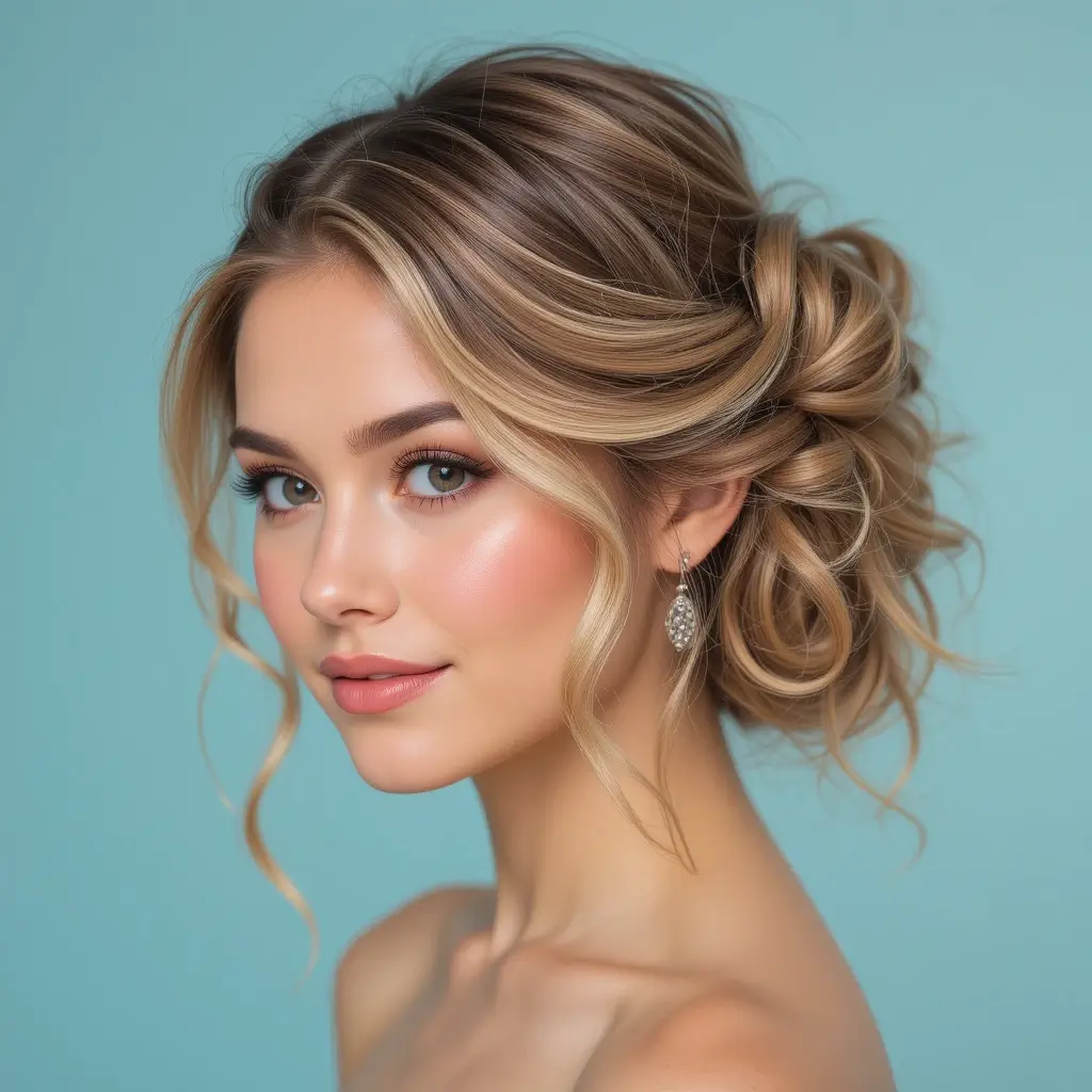 Curly Half-Up Bun