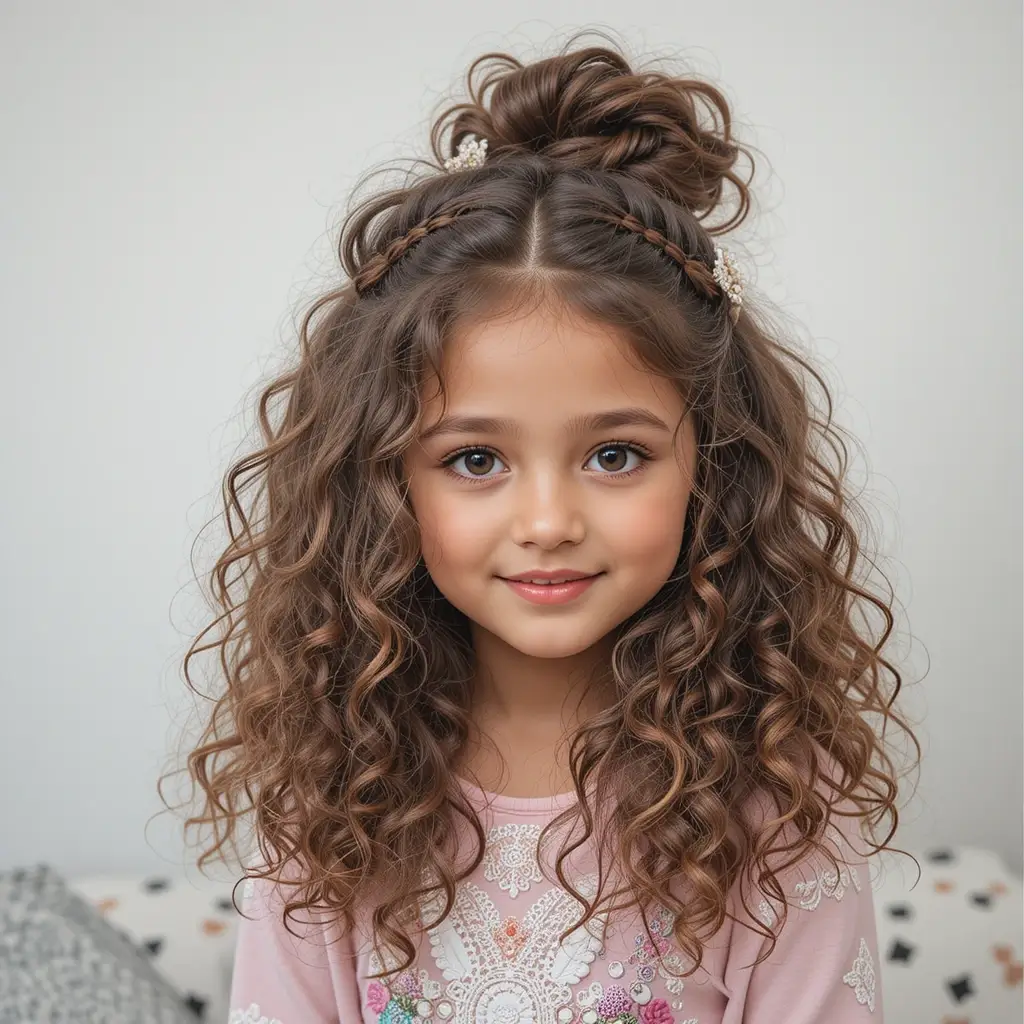 Curly Half-Up, Half-Down Style