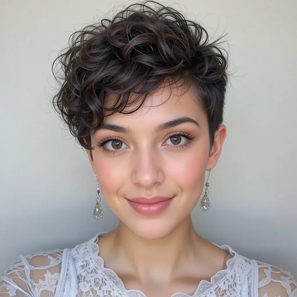 Curly Pixie with Defined Edges