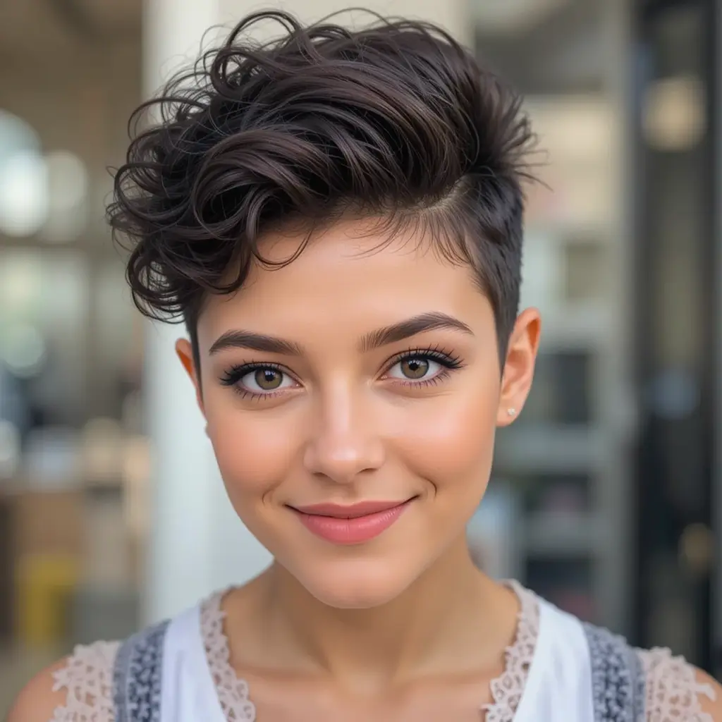 Curly Pixie with Tapered Sides