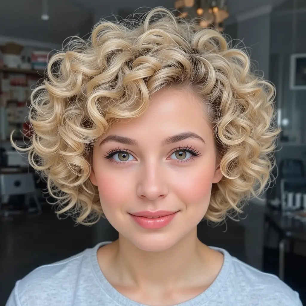 Curly Pixie with Volume and Definition