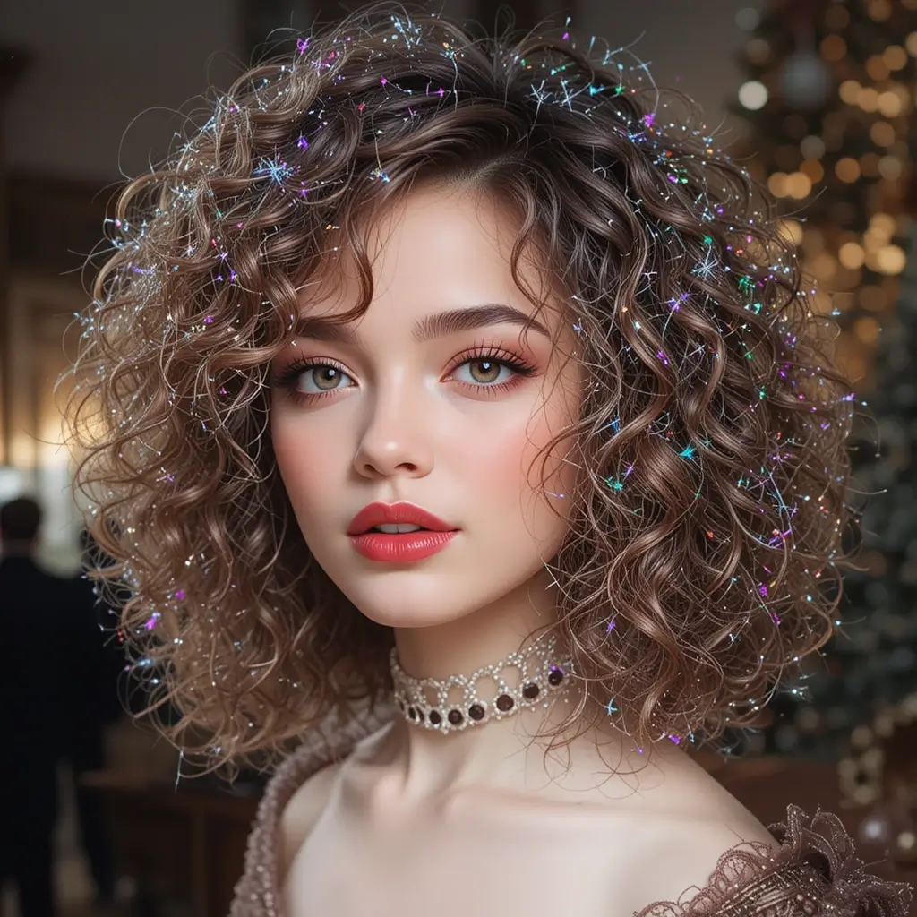 Curly Shag with Tinsel Layers