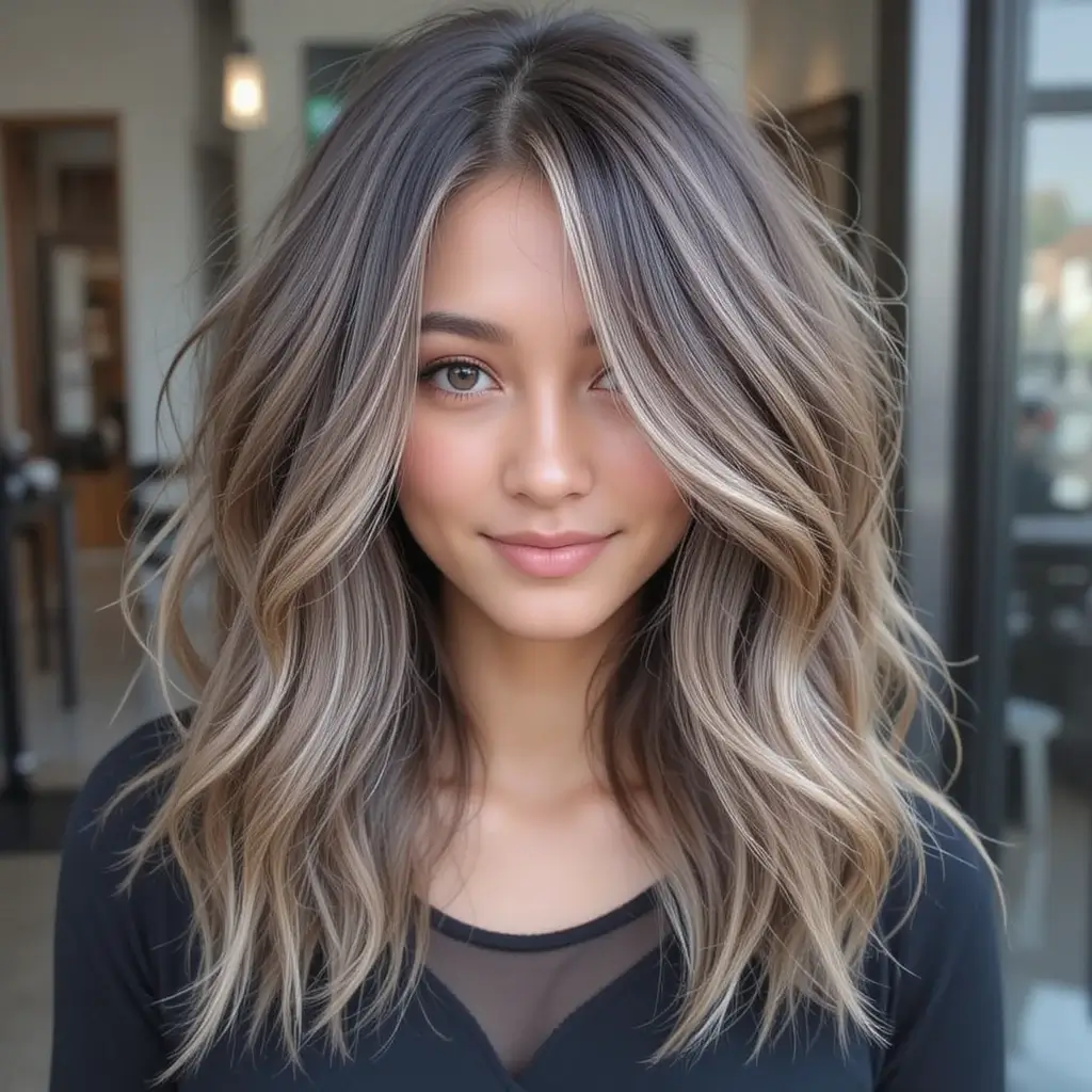 Deep Ash Brown with Feathered Layers