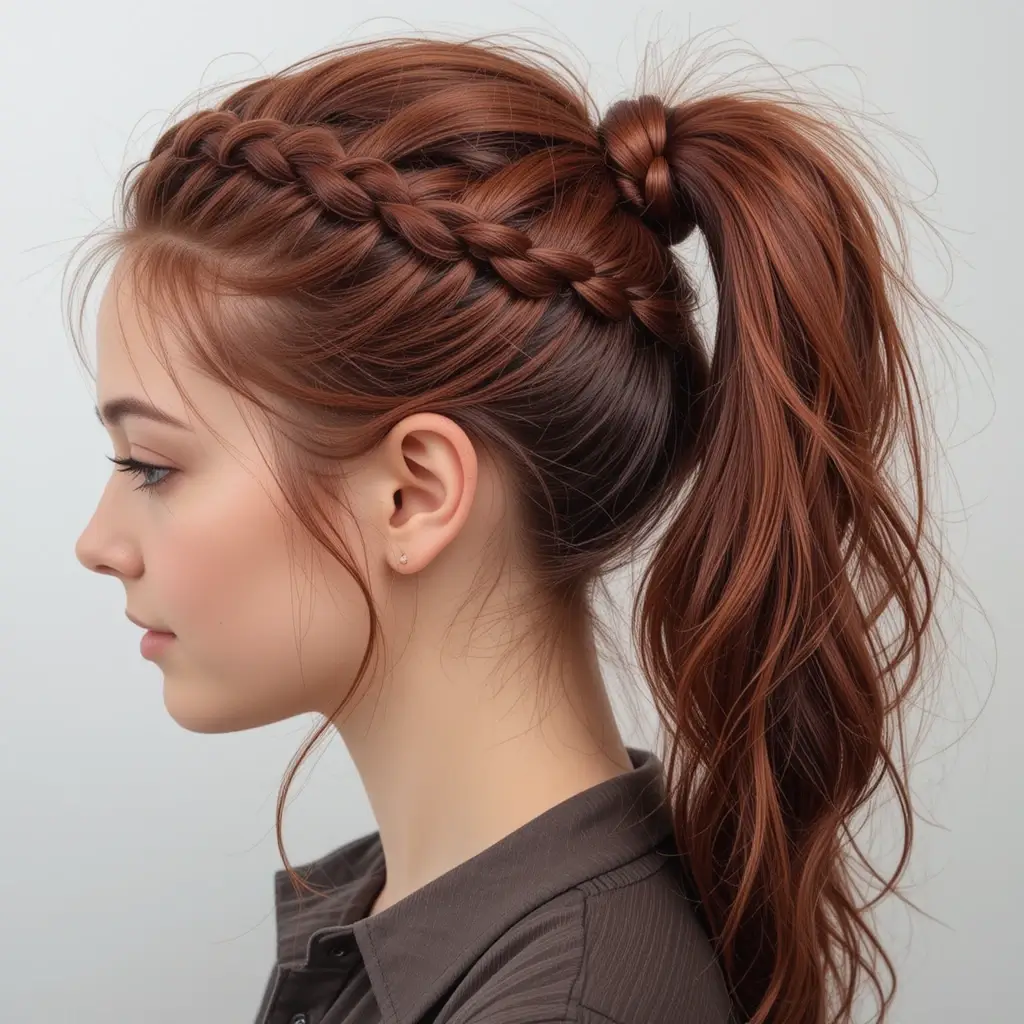 Deep Auburn Braided Ponytail