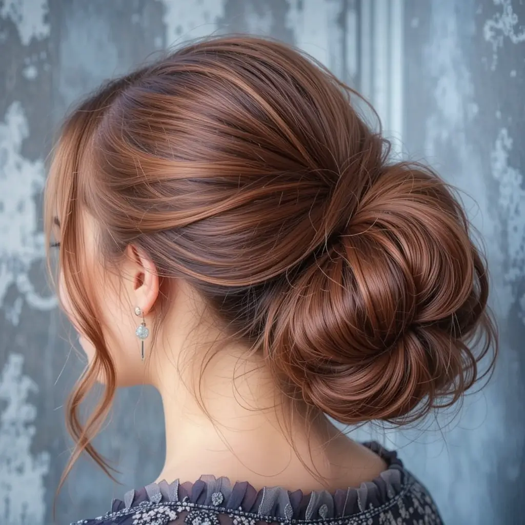 Deep Auburn Bubble Ponytail