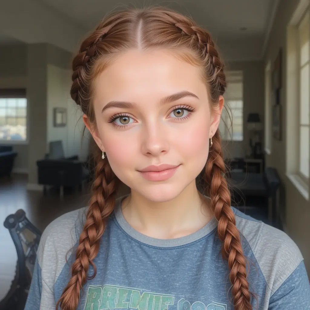 Deep Auburn Double Dutch Braids