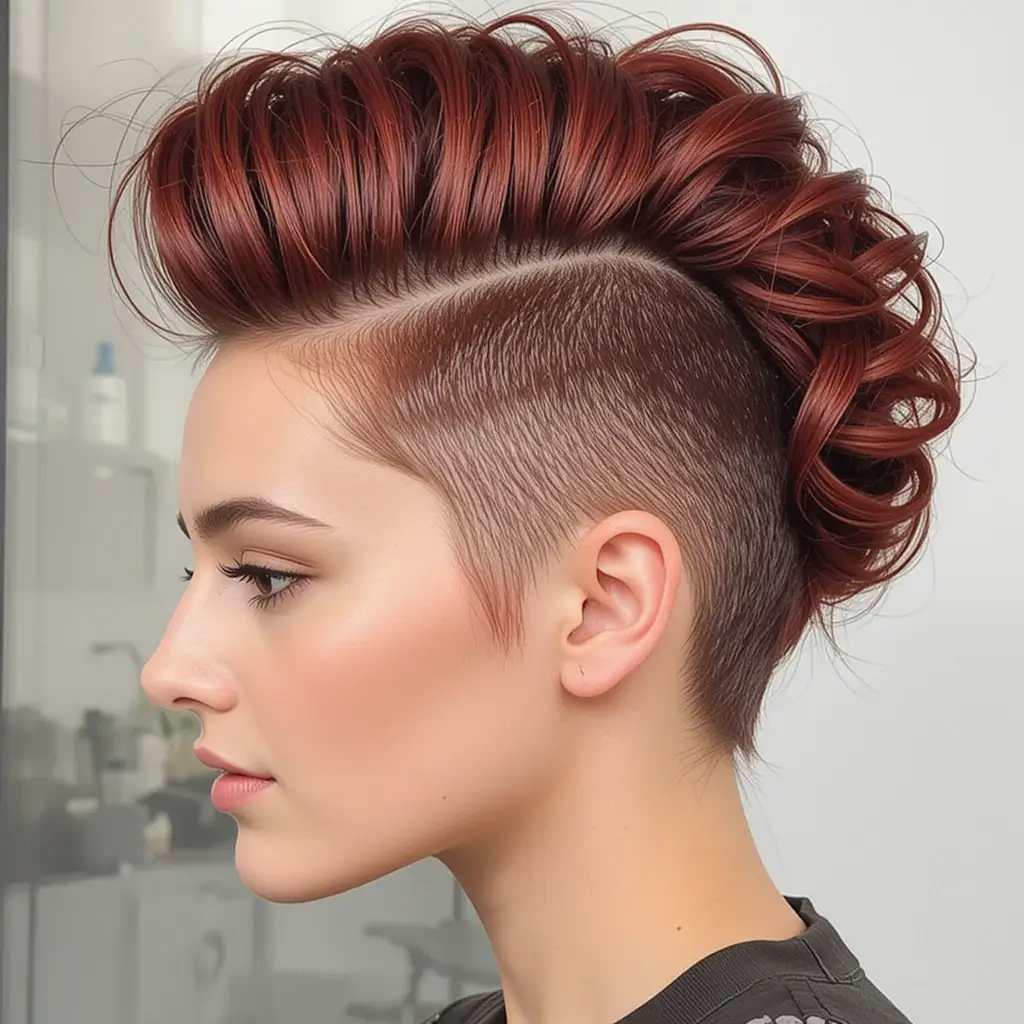 Deep Auburn Faux Hawk Updo