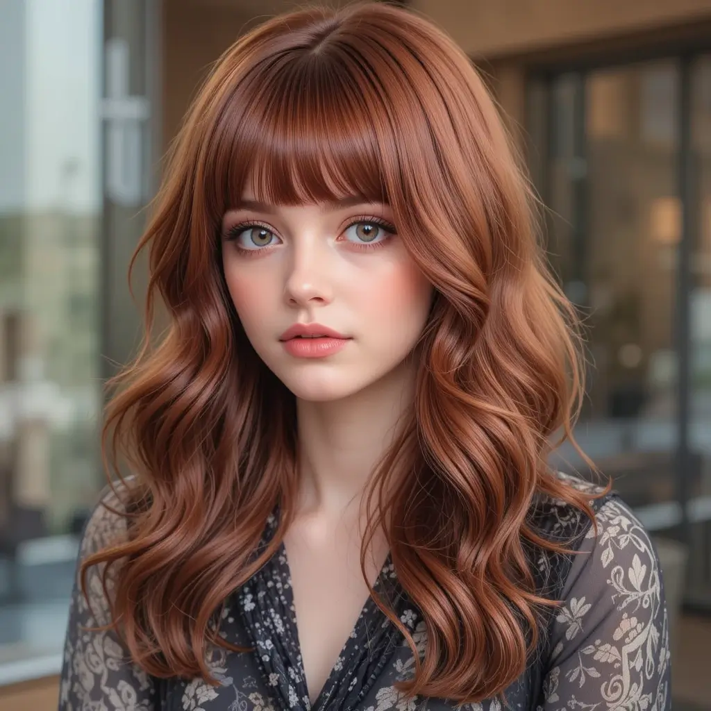 Deep Auburn Flipped Ends Hairstyle