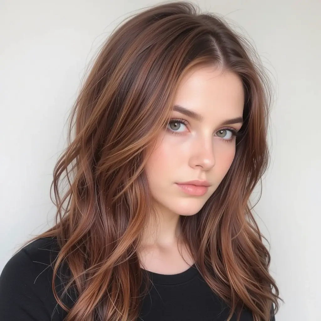 Deep Auburn Hair with Blonde Highlights