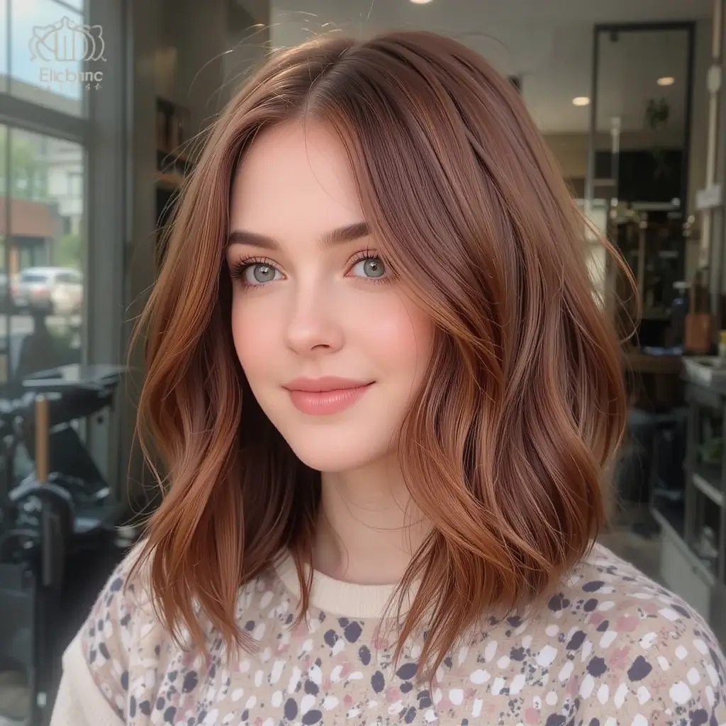 Deep Auburn Lob with Soft Layers