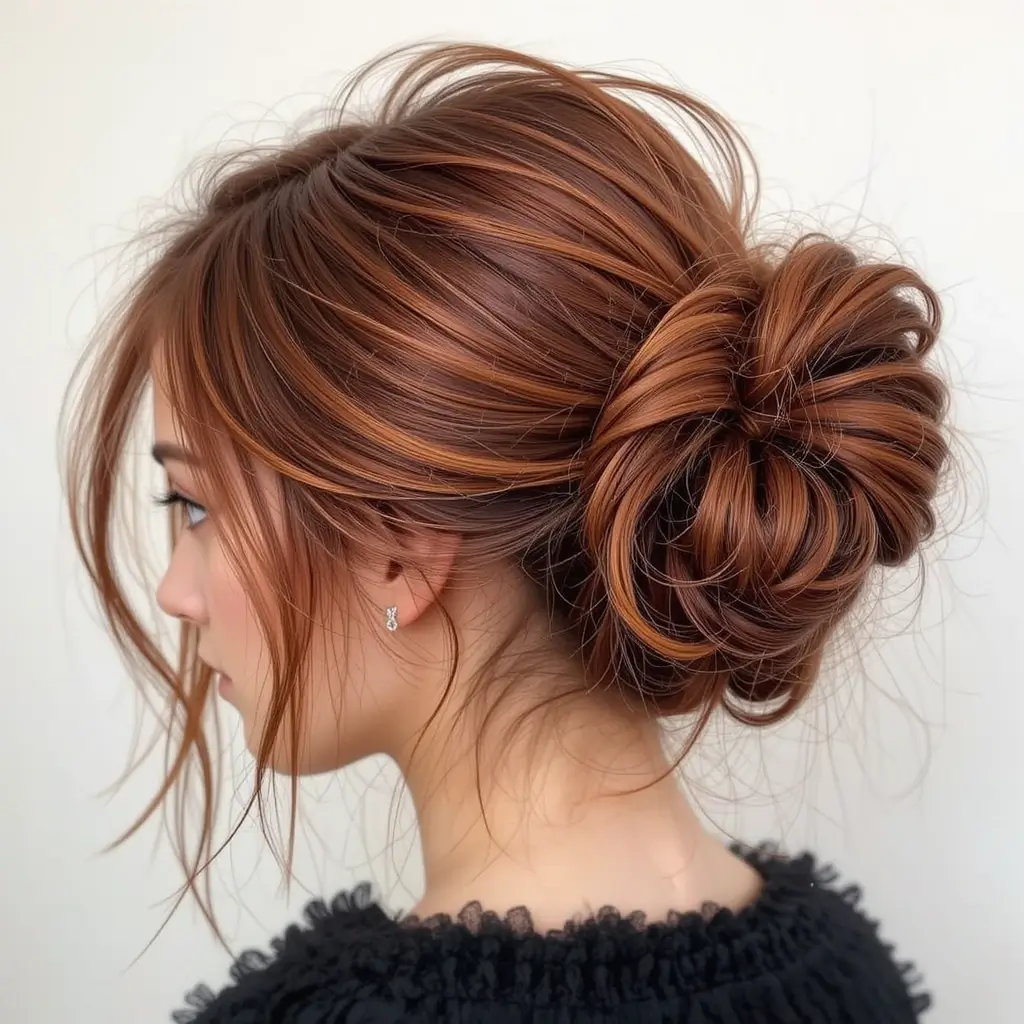 Deep Auburn Messy Bun