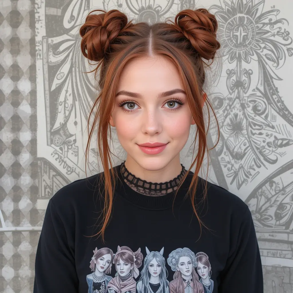 Deep Auburn Space Buns