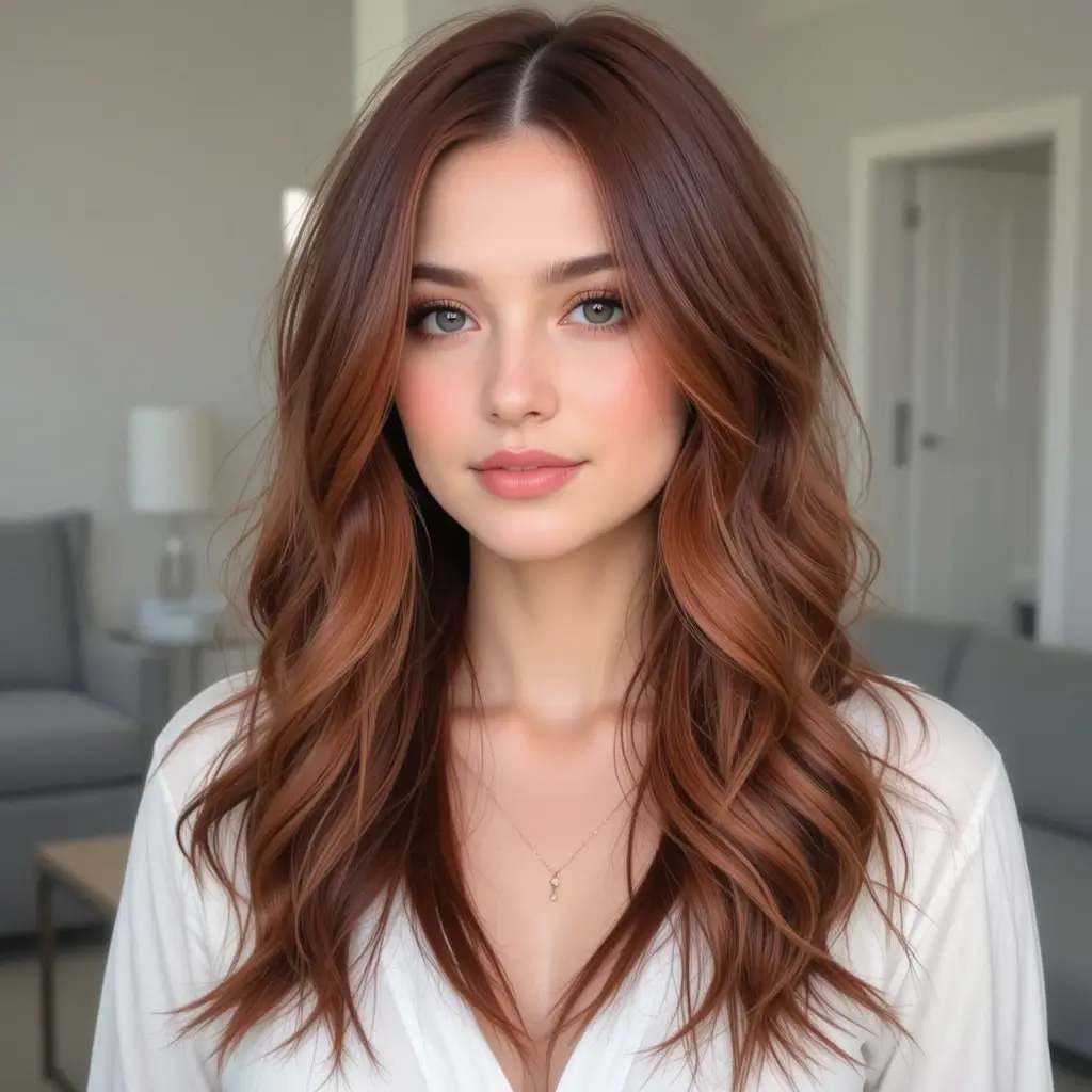 Deep Auburn V-Cut Layers