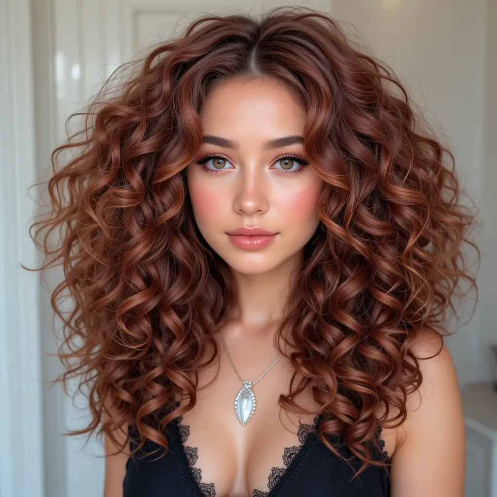 Deep Auburn Voluminous Curls