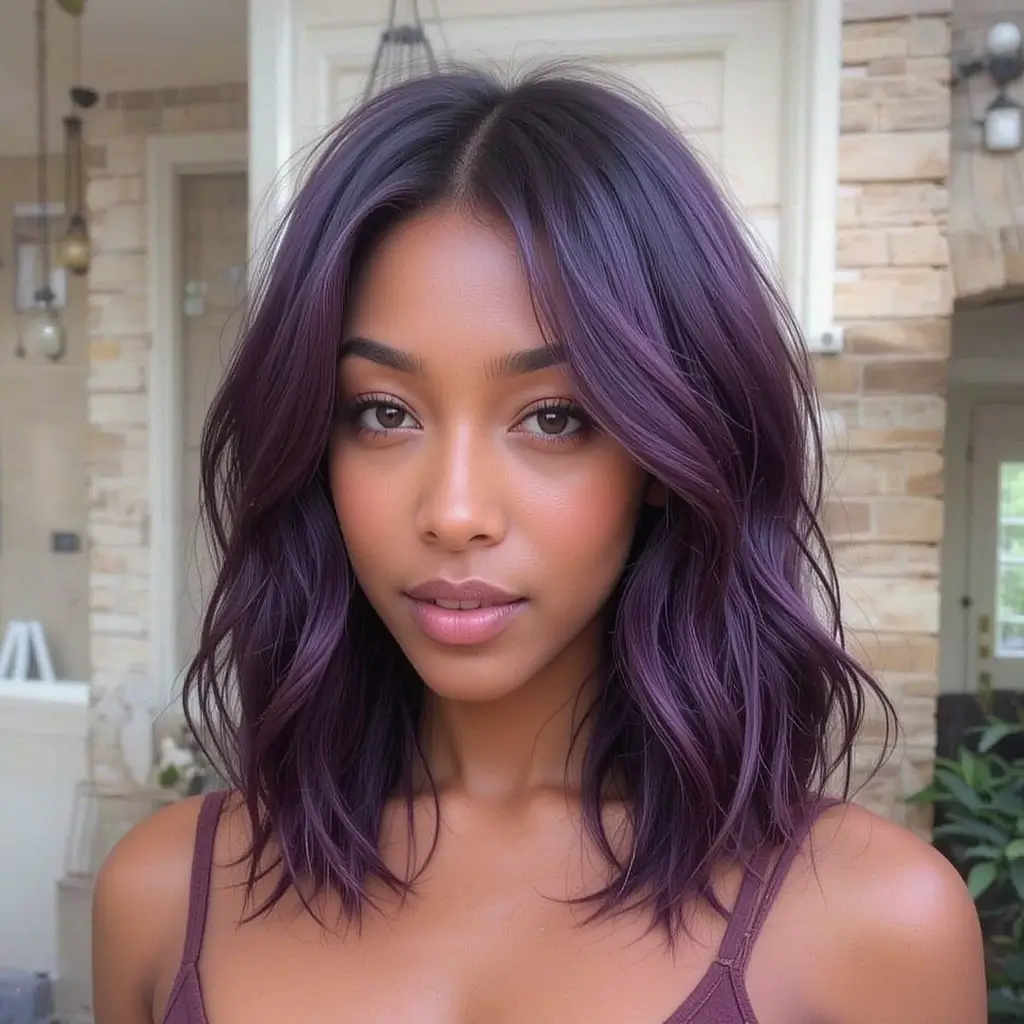 Deep Plum with Dark Roots
