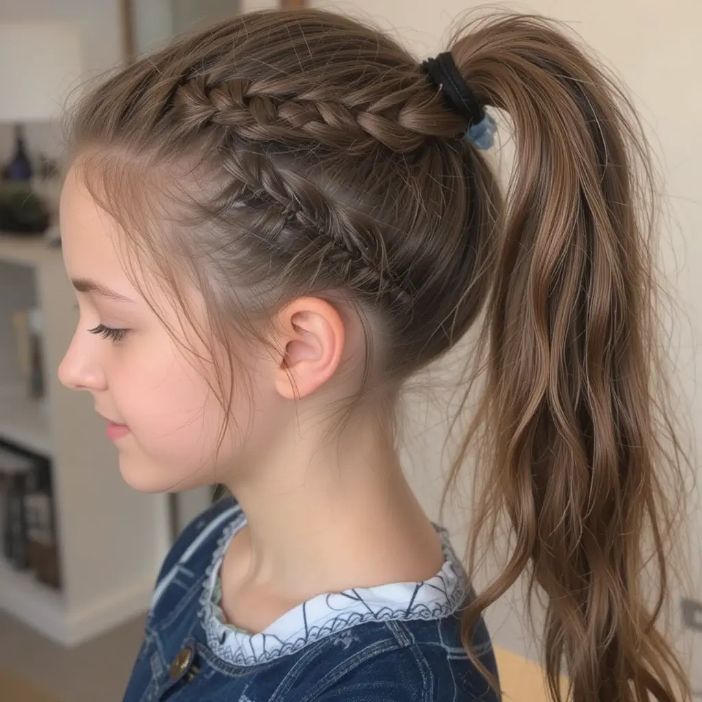 Double Dutch Braids into Ponytail