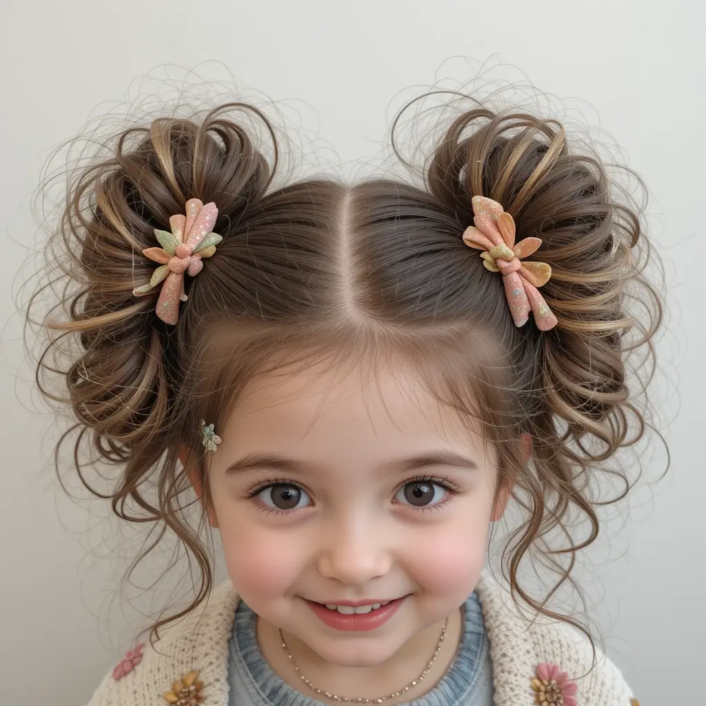 Double Space Buns with Curls