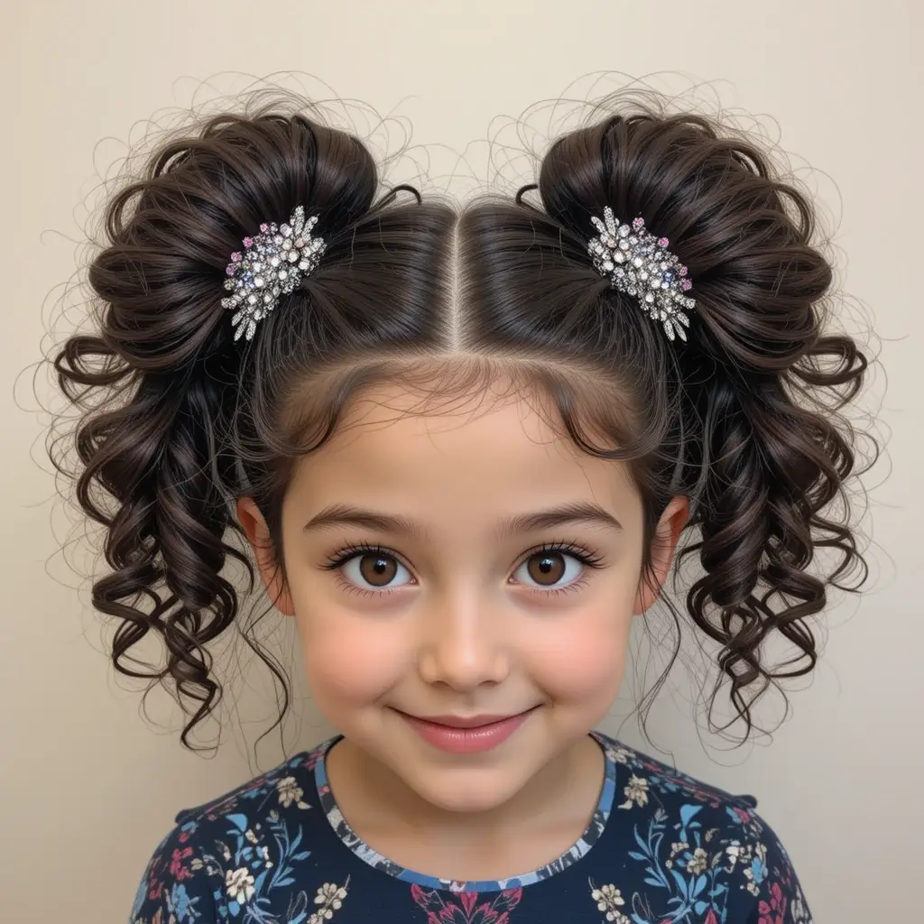 Double Twisted Buns with Loose Curls