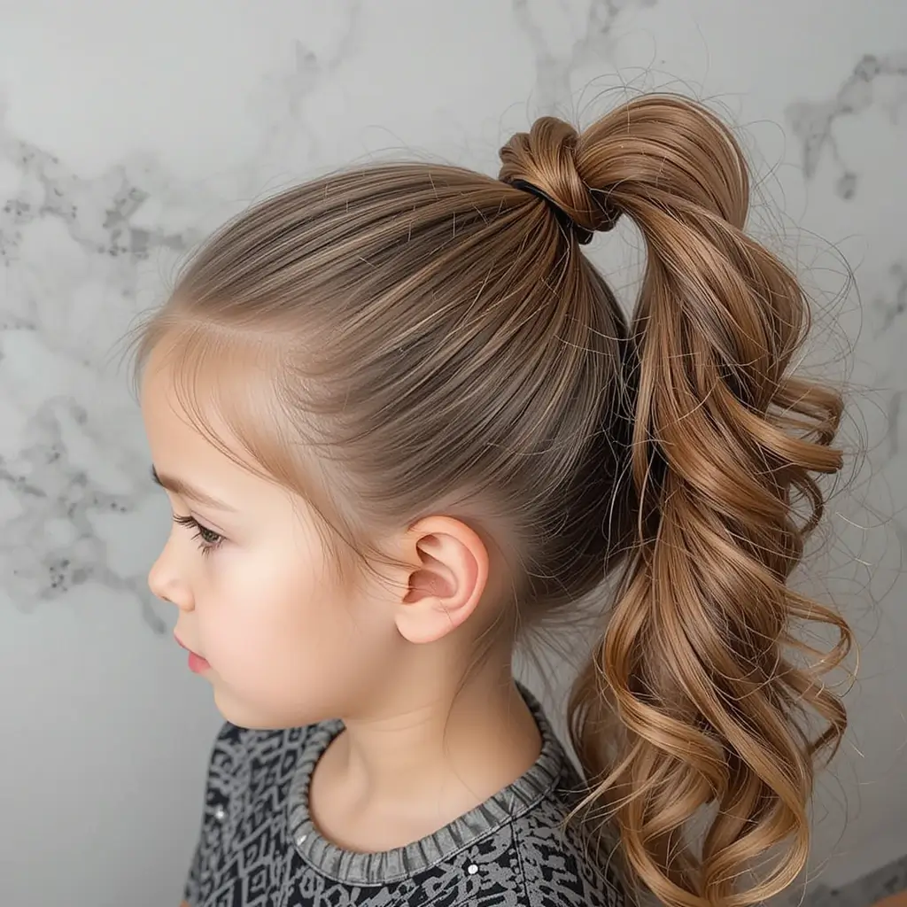 Double Twisted Ponytail with Curls