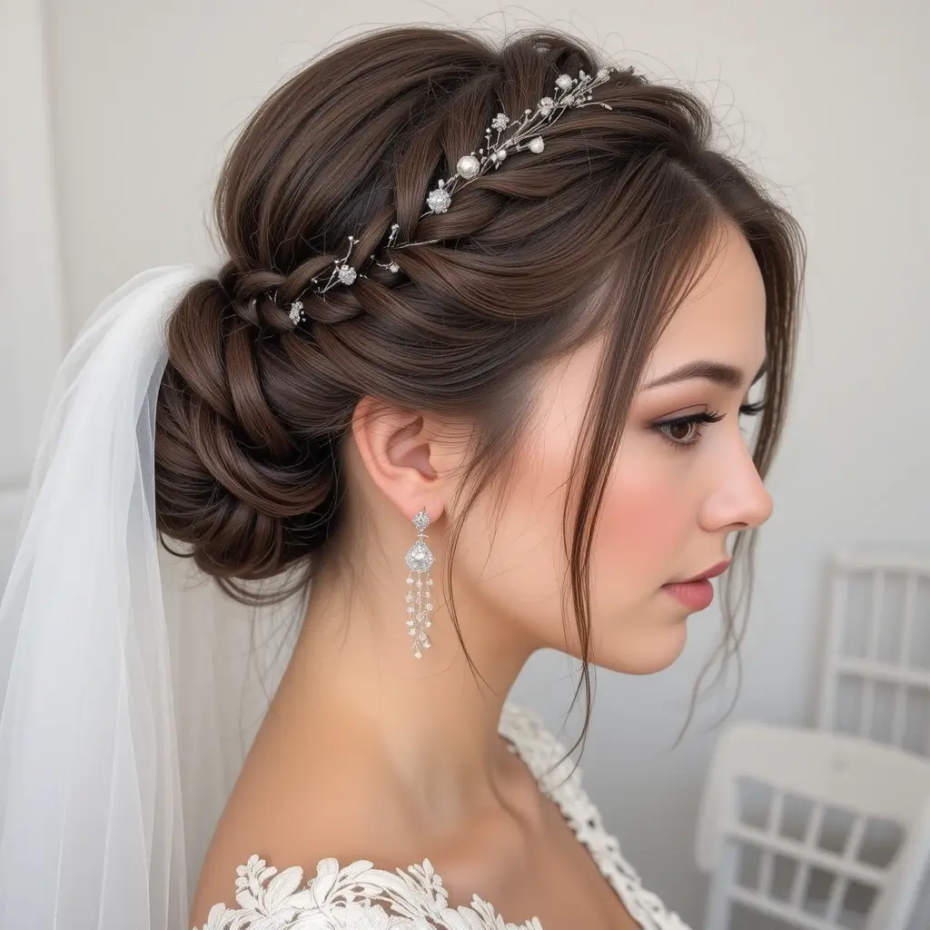 Dutch Braid with Veil Integration