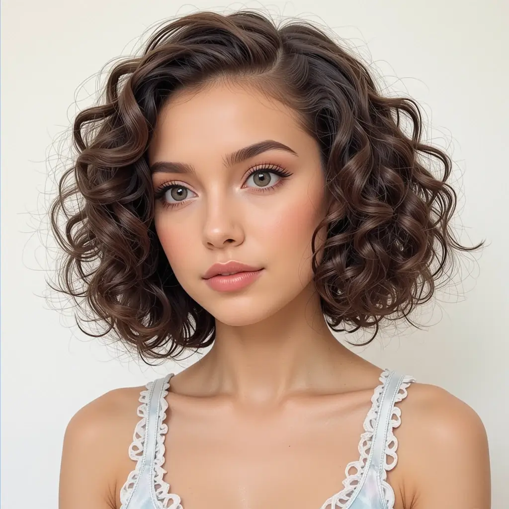 Ear-Length Mod Cut with Spiral Curls