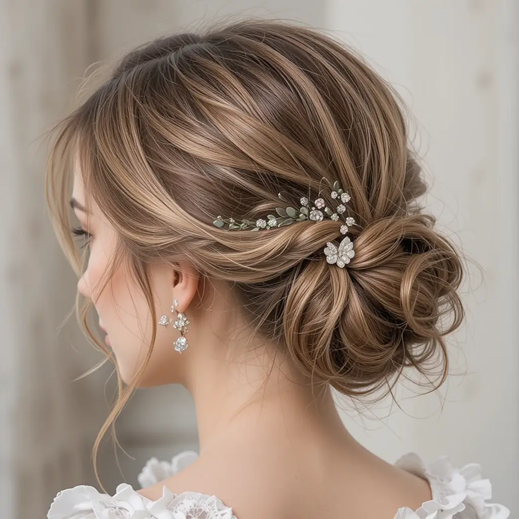 Elegant Chignon with Face-Framing Strands