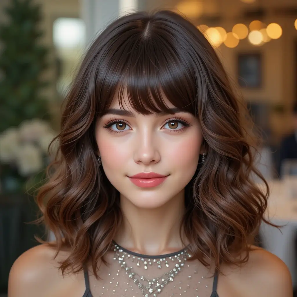 Face-Framing Curtain Bangs with Soft Curls