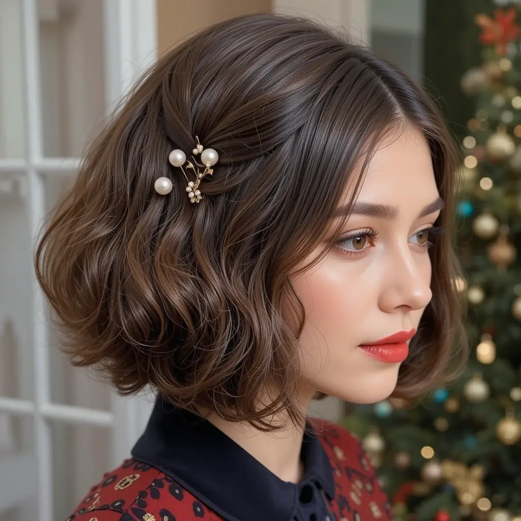 Faux Bob with Pearl Pins