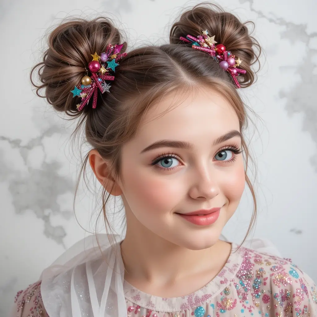 Festive Space Buns with Glitter Gel
