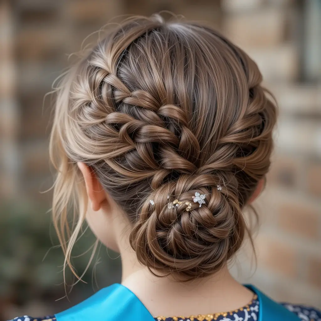 Fishtail Braid Wrapped Bun