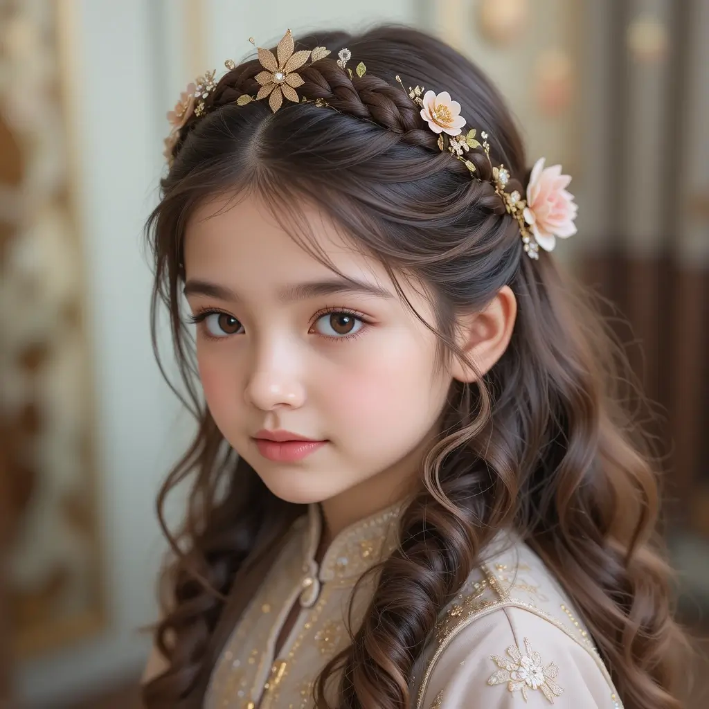 Floral Braided Crown with Curls