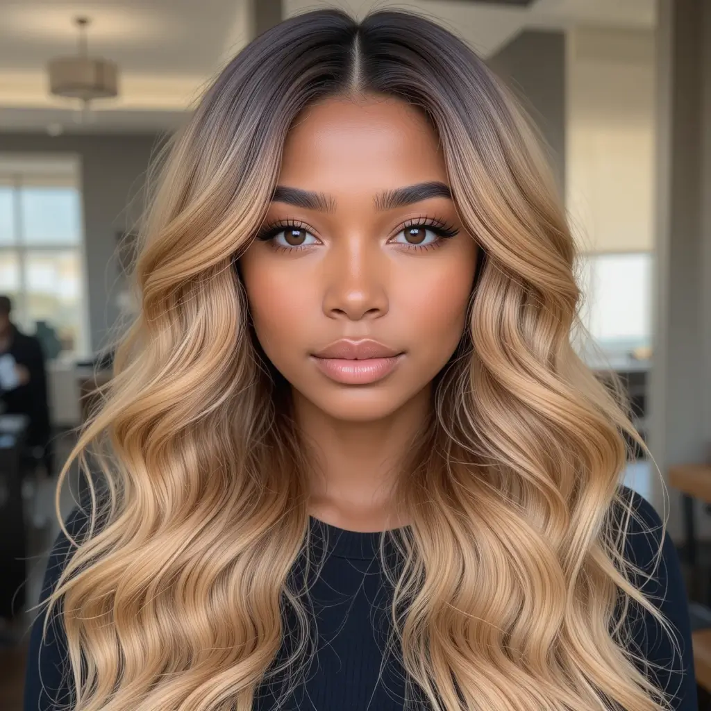 Golden Honey Blonde on Dark Roots