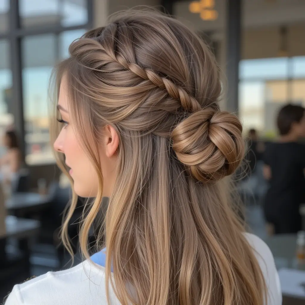 Half-Up Braided Bun
