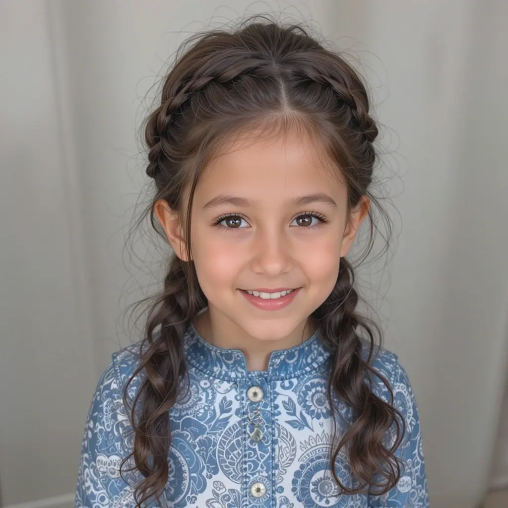 Half-Up Fishtail Braid with Curls