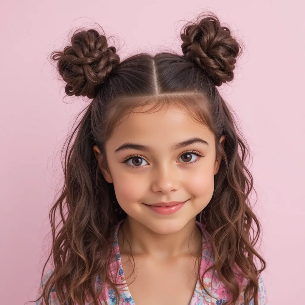 Half-Up Space Buns with Twists