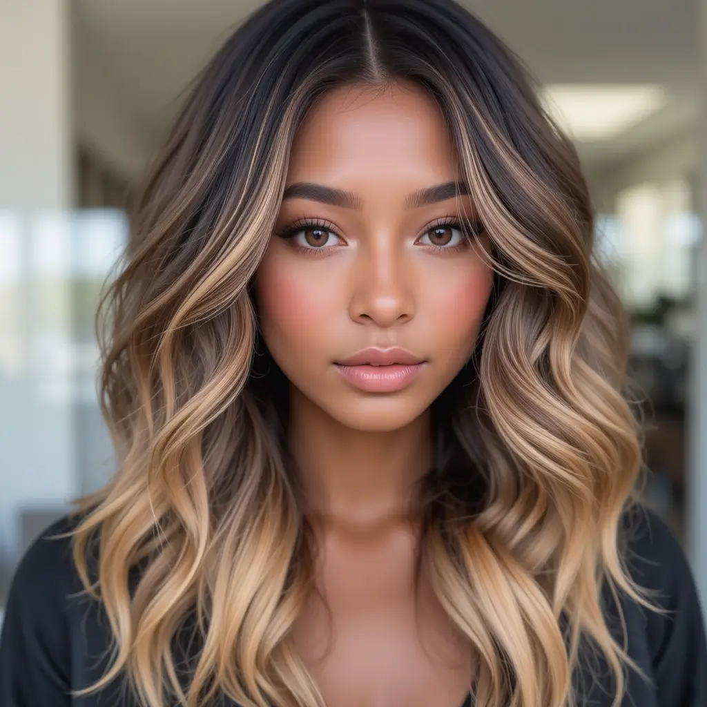 Honey Blonde Highlights on Dark Brown Hair