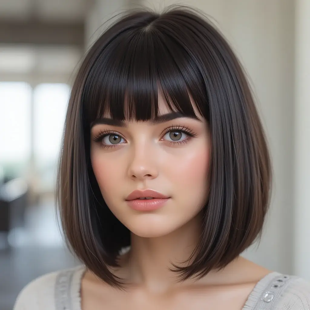 Jaw-Length Bob with Side Bangs