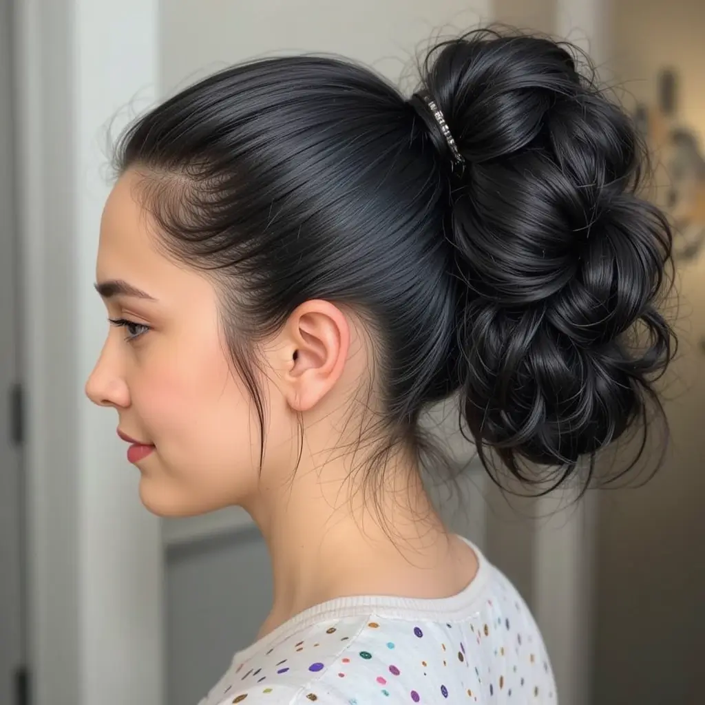  Jet Black Bubble Ponytail