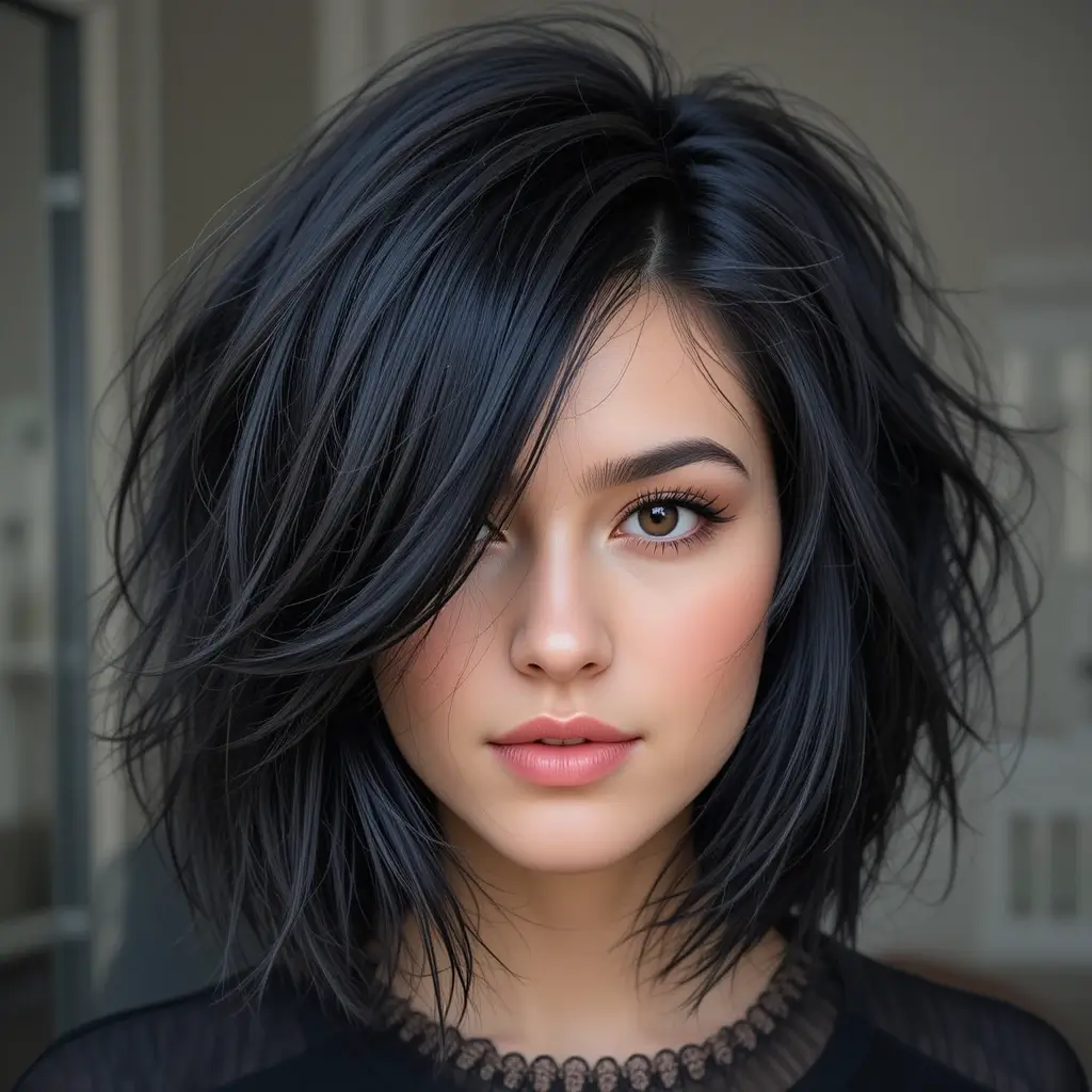  Jet Black Choppy Bob