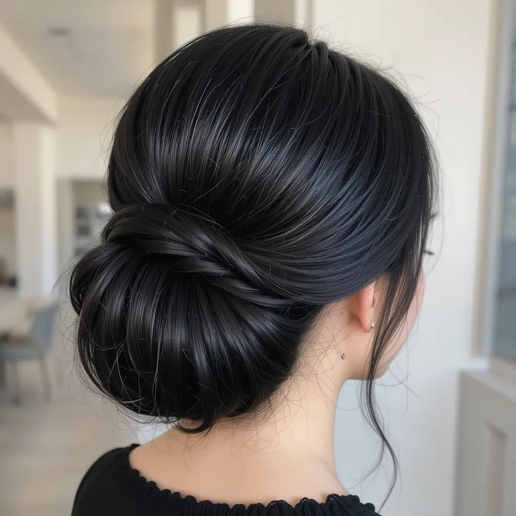  Jet Black French Twist Updo