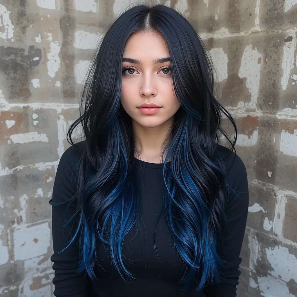 Jet Black Hair with Subtle Blue Undertones